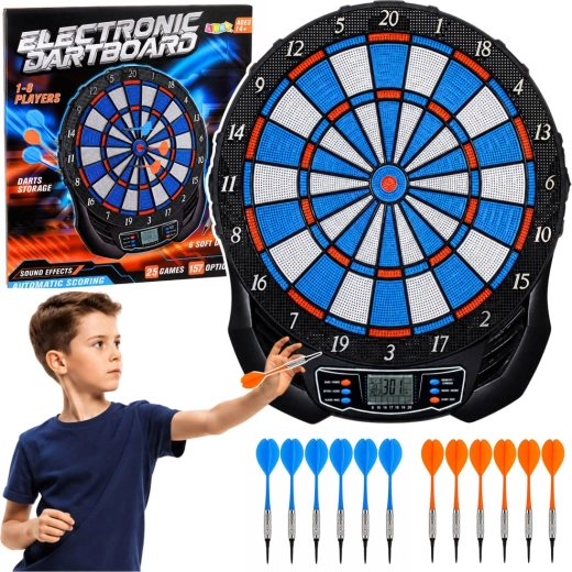 Țintă electronică pentru darts cu LCD, 25 de jocuri și 176 de variante