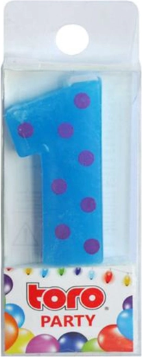 Lumânare pentru tort, cifră 1, TORO, cu țăruș 4,5 cm