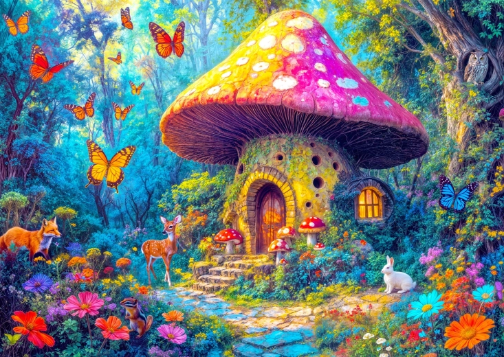 Puzzle Enjoy Căsuța-ciupercă 1000 de piese