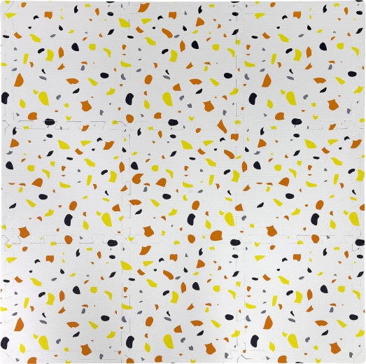 Covoraș educațional din spumă Humbi cu buline și pete colorate, 90 × 90 cm, 9 piese