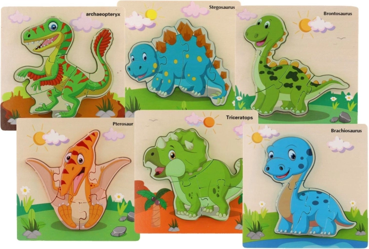 Puzzle din lemn cu dinozauri - 1 bucată