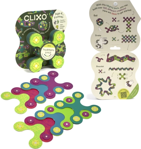 CLIXO Tiny & Mighty Dino set de construcție magnetic - 9 piese