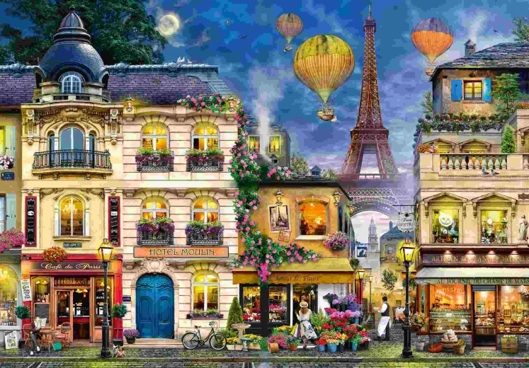 Puzzle Ravensburger Plimbare nocturnă prin Paris, 18000 de piese