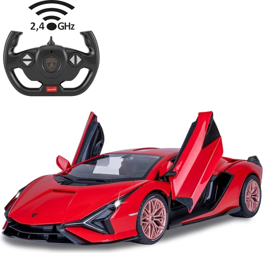 Jamara Lamborghini Sián FKP 37 mașină RC 1:14 roșie 2,4 GHz cu LED și uși deschise manual
