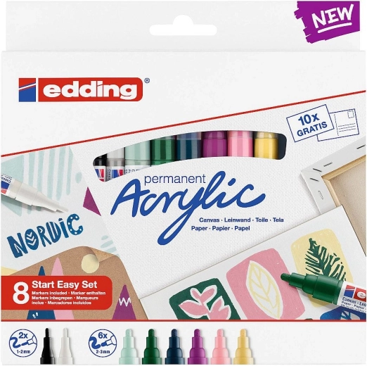 Markere acrilice EDDING Nordic Easy Start – set 8