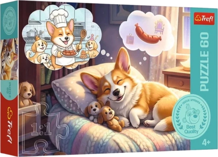 Puzzle 60 piese – corgi în tărâmul viselor Trefl