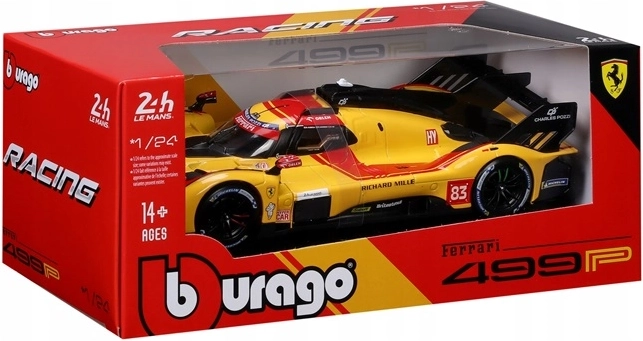 BBU Ferrari Racing 499P Le Mans model auto galben 1:24