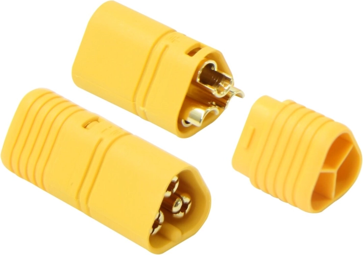 Conector cu trei poli JAMARA MT60 cu capac izolator, placat cu aur - 1 pereche