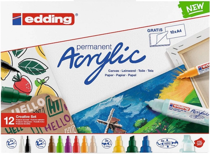 Markere acrilice Edding Creative – set 12 culori