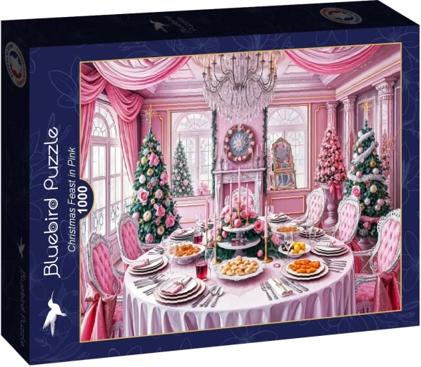 Puzzle Bluebird sărbătoare de Crăciun în roz, 1000 de piese