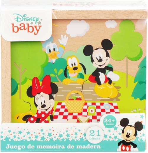 Domino din lemn Disney Mickey Mouse în cutiuță (21 piese)