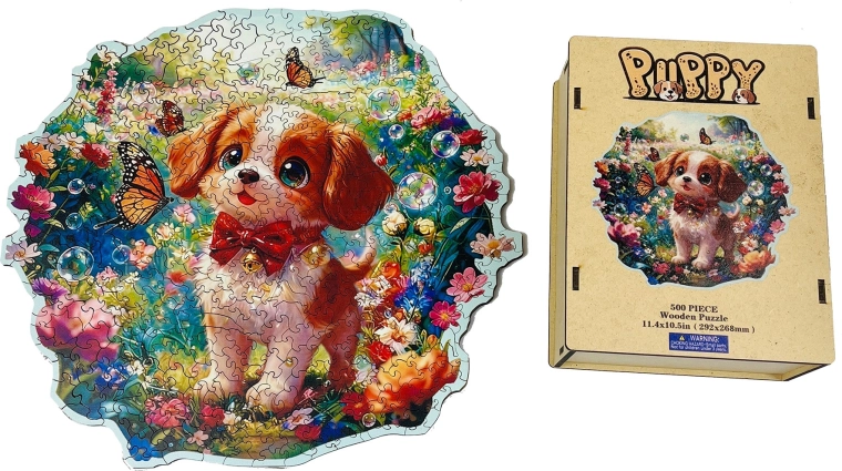 Puzzle din lemn – cățeluș jucăuș