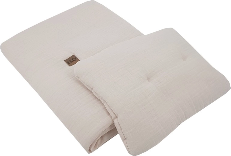 Set EKO din muselină pentru pătuț, 2 piese, bej (30 × 40 cm, 75 × 100 cm)