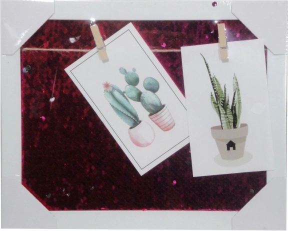 Ramă foto cu paiete 23 × 28 cm cu șnur și cleme