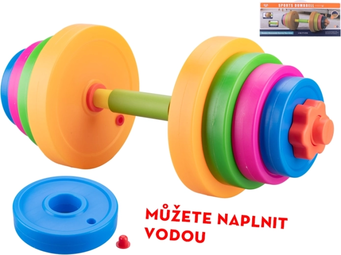 Halteră pentru copii reglabilă, 46 cm, cu greutăți cu apă