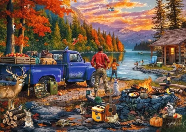 Puzzle Ravensburger apus de soare la lac, 300 de piese