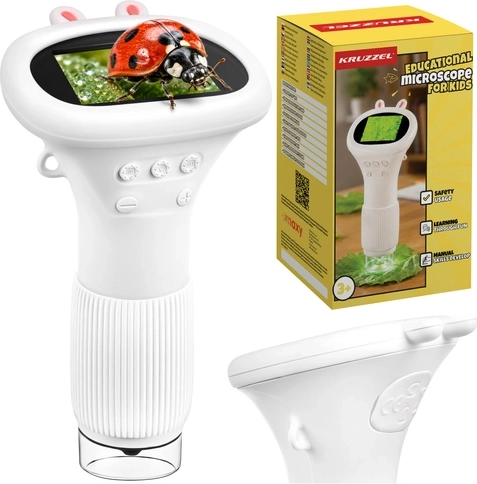 Microscop educațional digital KRUZZEL 1000× alb
