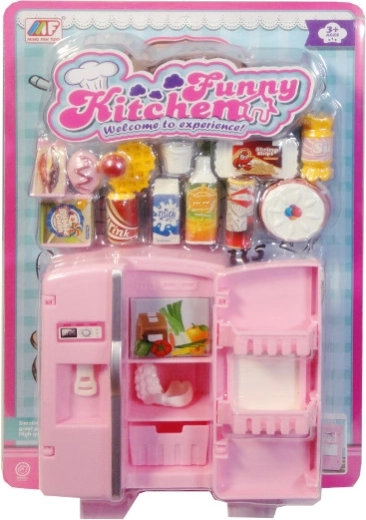 Accesorii pentru păpuși – frigider cu ustensile de bucătărie