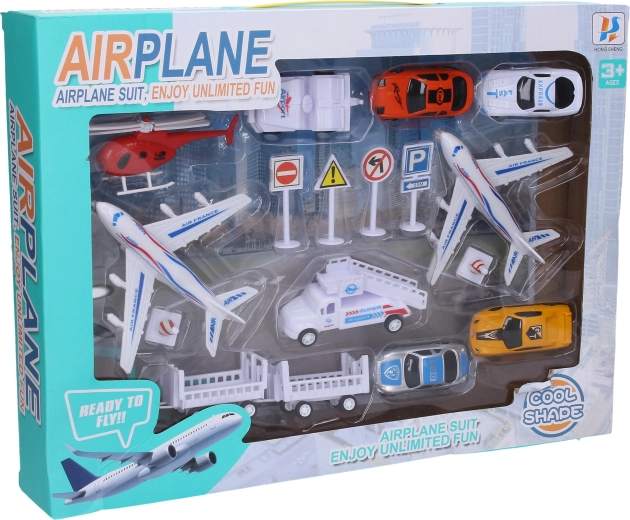 Set de aeroport cu vehicule și avioane