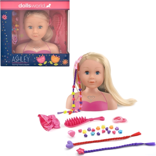 Dolls World cap de coafat Ashley blond 21 cm