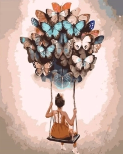 Norimpex pictură pe numere Femeie plutind cu baloane 40 × 50 cm
