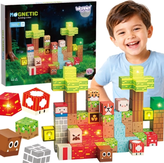 Woopie cuburi magnetice de construcție – pădure, 75 buc.