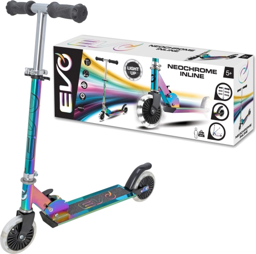 Trotinetă pliabilă pentru copii EVO Light Up Neochrome cu roți luminoase