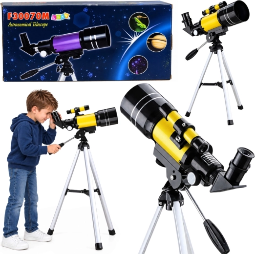 Telescop astronomic pentru copii cu trepied și suport pentru telefon