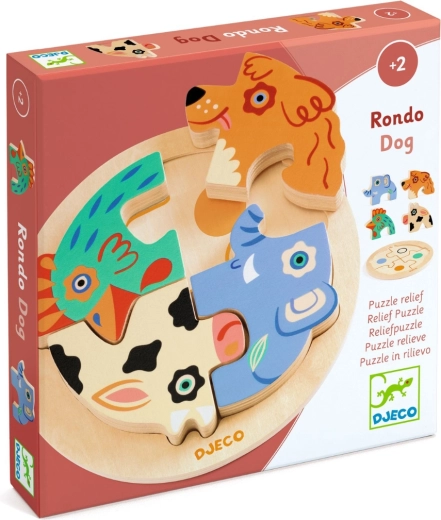 Djeco puzzle din lemn cu piese de inserat – animăluțe (4 piese)