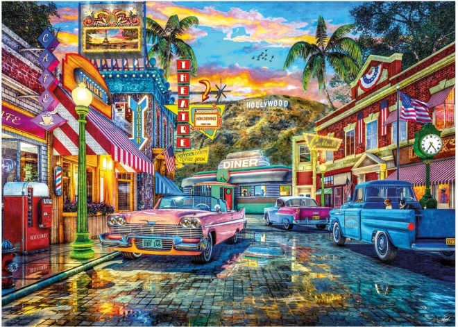 Puzzle HOLLYWOOD – stradă retro, 3000 piese