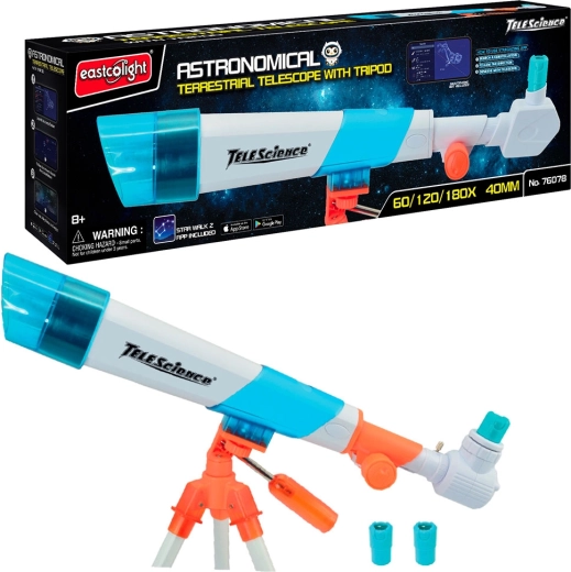 Telescop astronomic Eastcolight de 50 mm cu trepied metalic și aplicația Star Walk 2