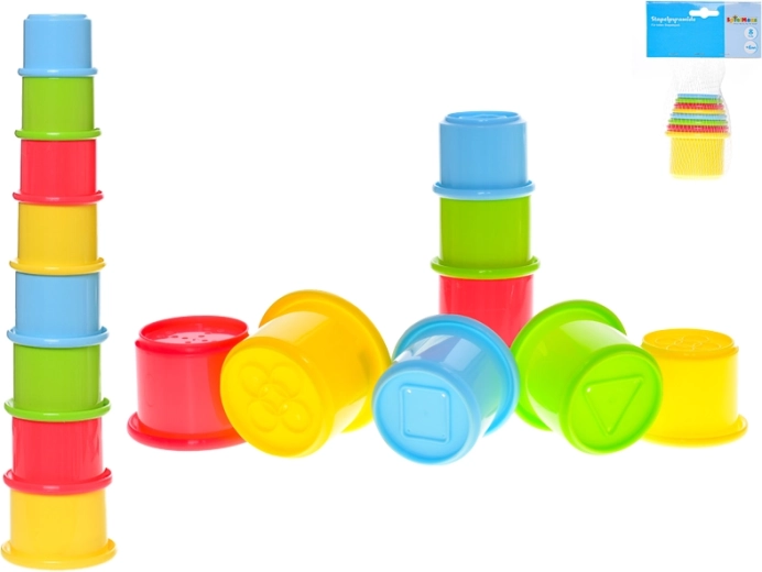 Cănuțe stivuibile – piramidă colorată pentru bebeluși