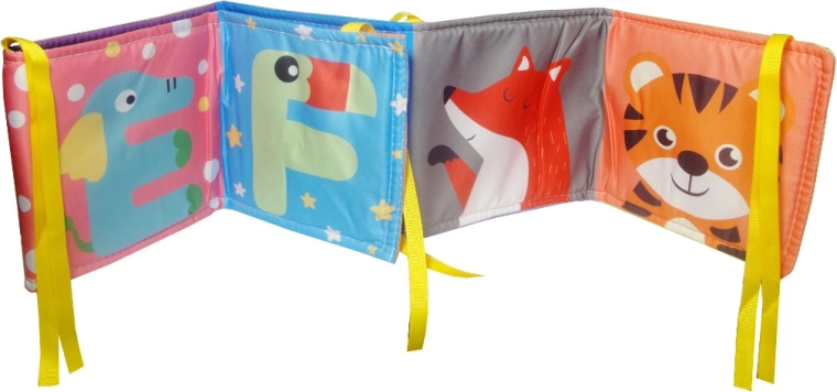 Cărticică textilă moale foșnitoare pentru copii, cu litere și animăluțe