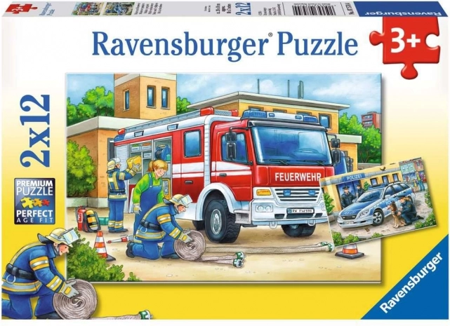 Puzzle RAVENSBURGER poliție și pompieri 2×12 piese