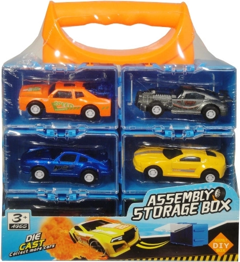 Mașinuțe sport din metal cu mecanism, 6 buc în valiză