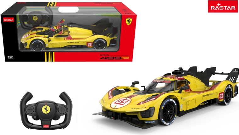 Mașină RC Ferrari 499P Rastar 1:14 galbenă - 1 bucată