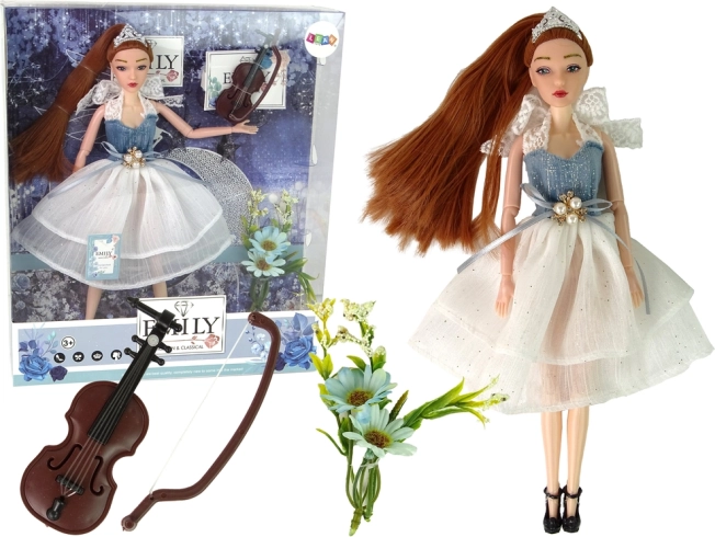 Păpușă EMILY cu vioară și flori