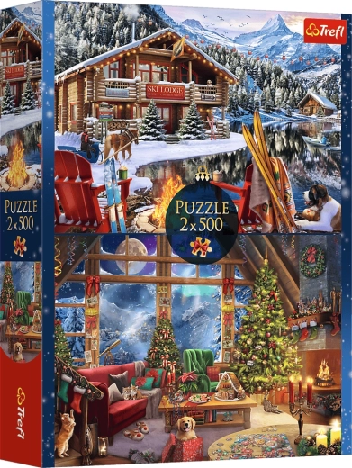 Puzzle Trefl „Crăciun la munte” 2×500 de piese