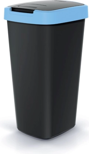 Coș de gunoi Compacta Q Flap 25 l, negru cu capac albastru deschis