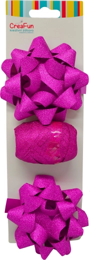 Set strălucitor pentru ambalarea cadourilor, roz deschis, cu panglică și fundițe stelate