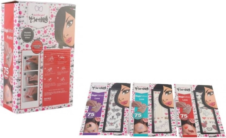Magic Tattoos tatuaje temporare lavabile, tip autocolant, pentru fete (75 buc.)