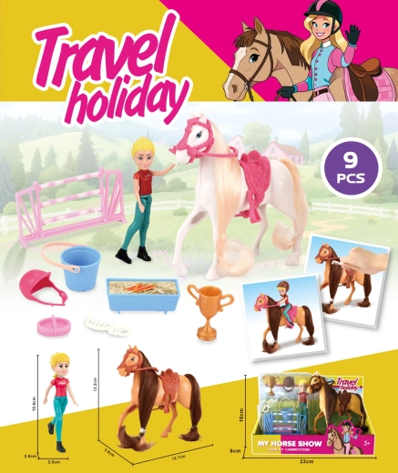 Cal cu figurină călăreț 12,5 cm – maro