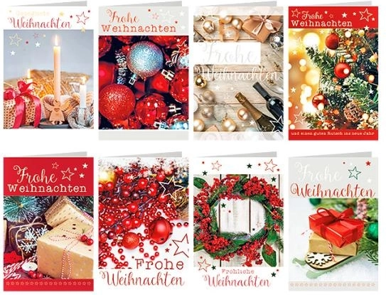Felicitare de Crăciun „Frohe Weihnachten” – assort - 1 bucată