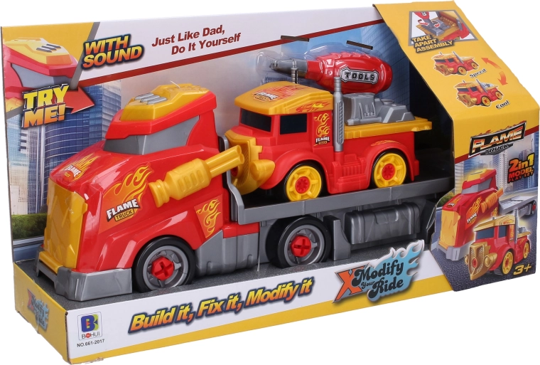 Camion tractor cu remorcă și set de înșurubare, 43 cm