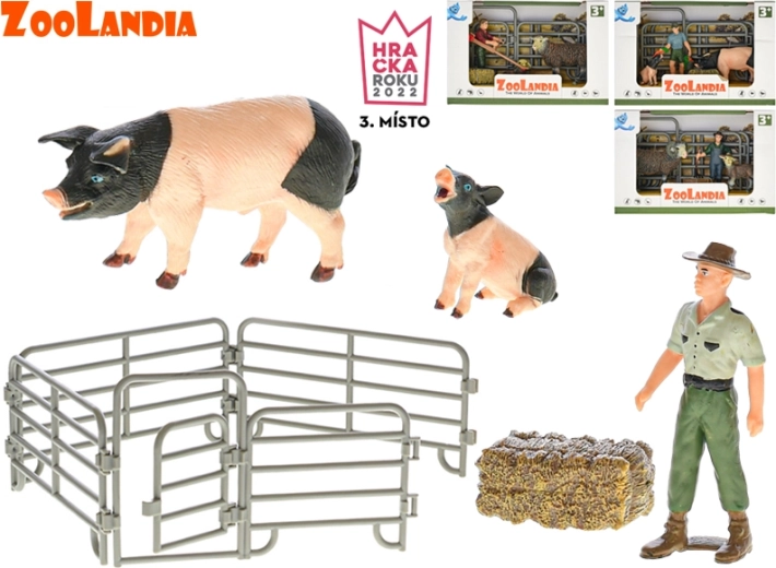 Zoolandia fermă cu animal, pui și accesorii (4 tipuri)
