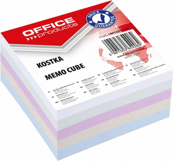 Cub de notițe din hârtie OFFICE PRODUCTS, nelipit 85 × 85 × 40 mm, mix de culori - 1 bucată