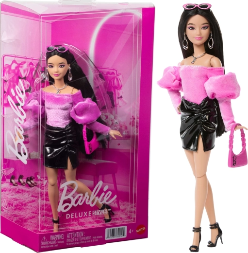 Mattel Barbie Deluxe Style păpușă fashion de lux în roz și negru cu accesorii