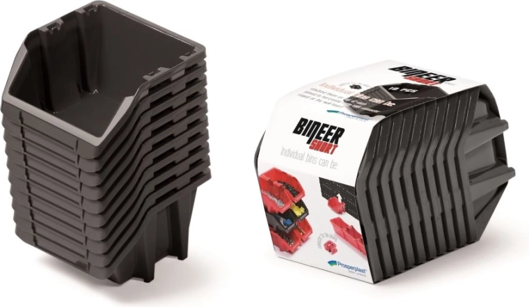 Set de cutii de depozitare BINEER Short, 10 buc, 180 × 98 × 118 mm, negru
