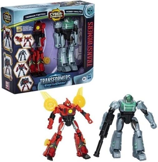 Transformers EarthSpark Cyber Combiner set Terran Twitch și Robby Malto