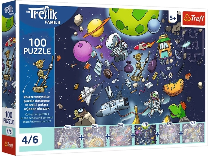 Puzzle Trefl Familia Treflikilor: Robobot în spațiu – 100 de piese